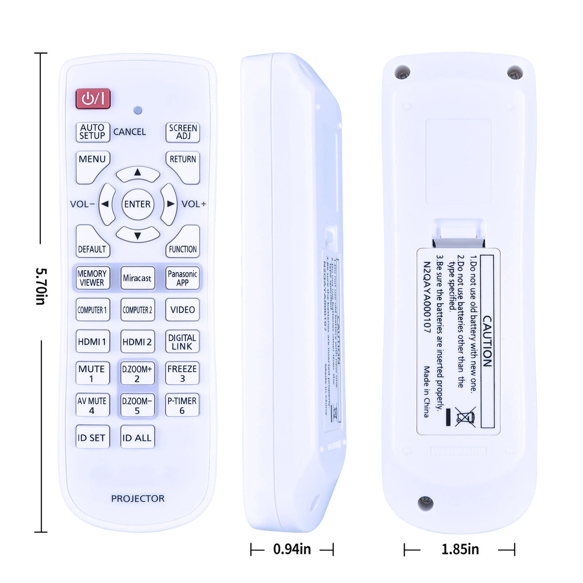 N2QAYA000107 Remote Control For Panasonic PT-VZ575N LCD Projector N2QAYA000090
