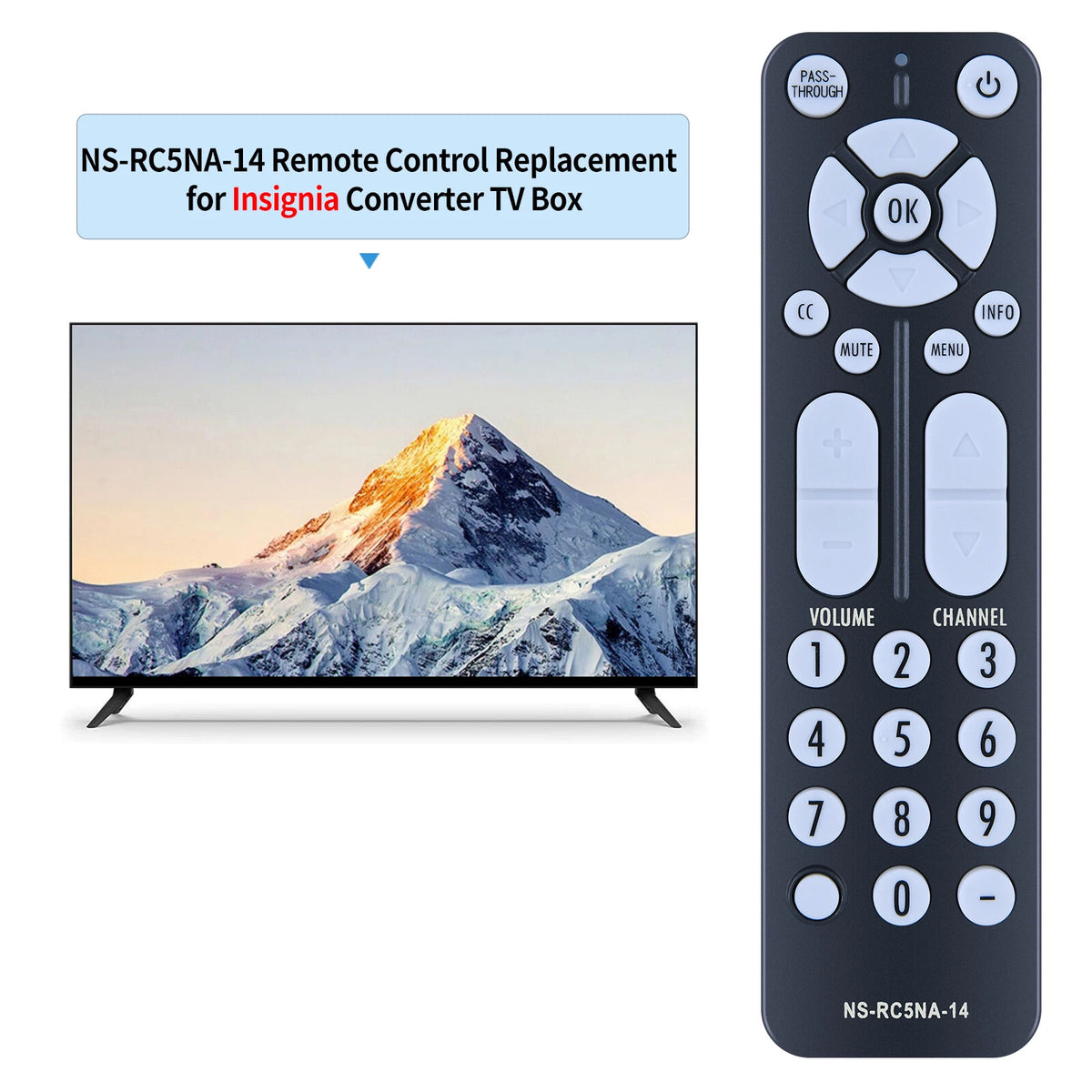 NS-RC5NA-14 Remote Control For Insignia Digital Analog TV Converter Box NS-DXA2