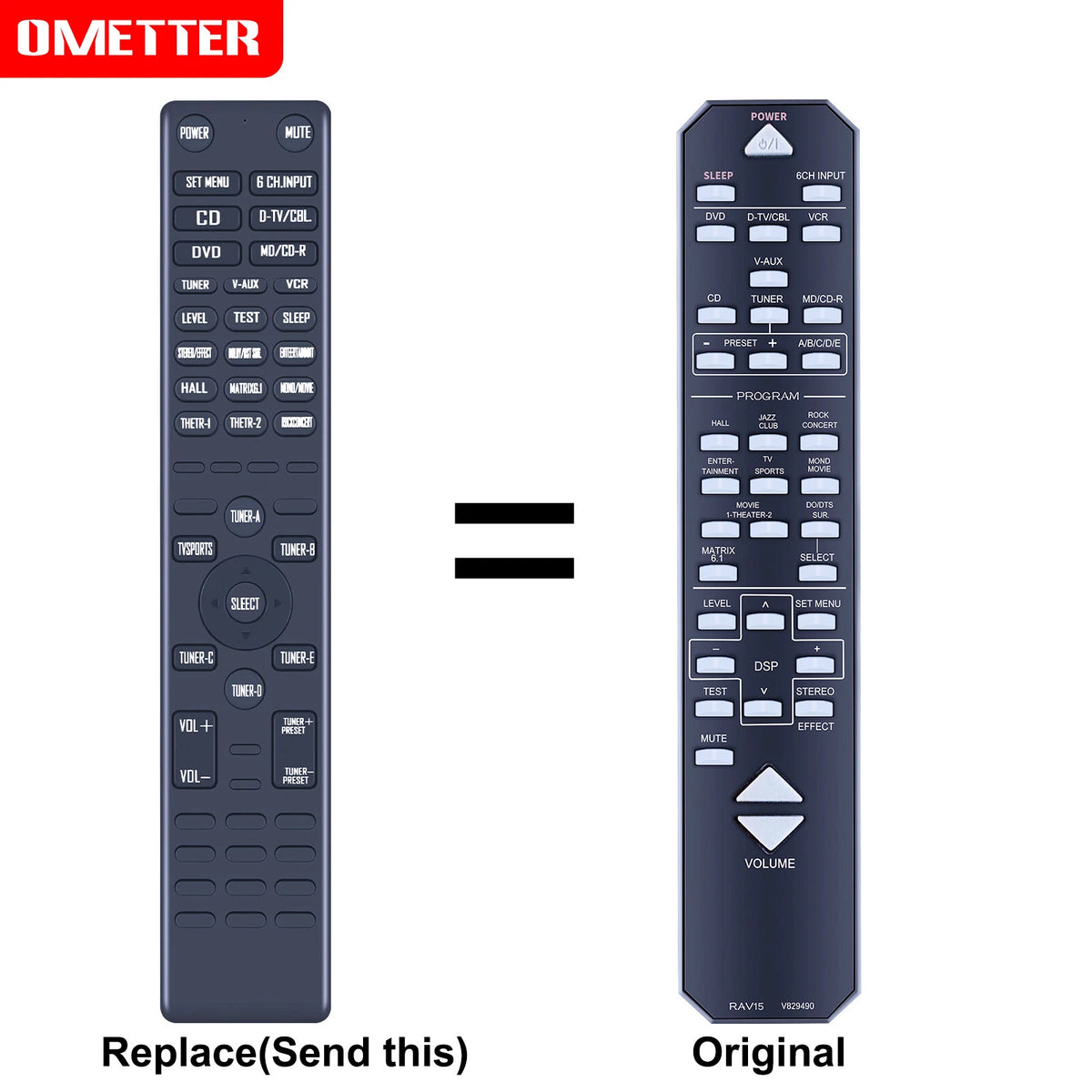 RAV15 V829490 Replacement Remote Control For Yamaha AV Receiver RX-V430RDS