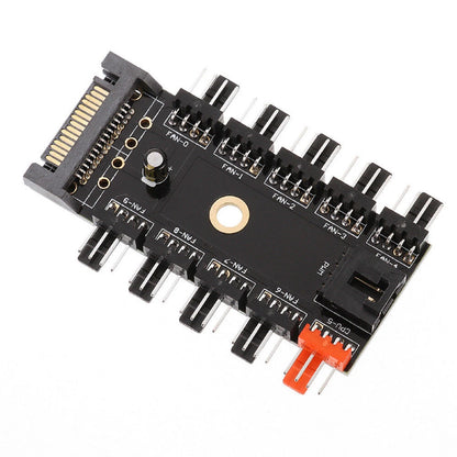 Motherboard 4Pin PWM Cooler Fan HUB Splitter 1 To 10 Extension SATA Power Supply