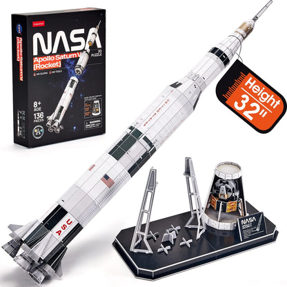NASA Apollo Saturn V 3D Puzzles for Adults Kids Space Toys Large, Green