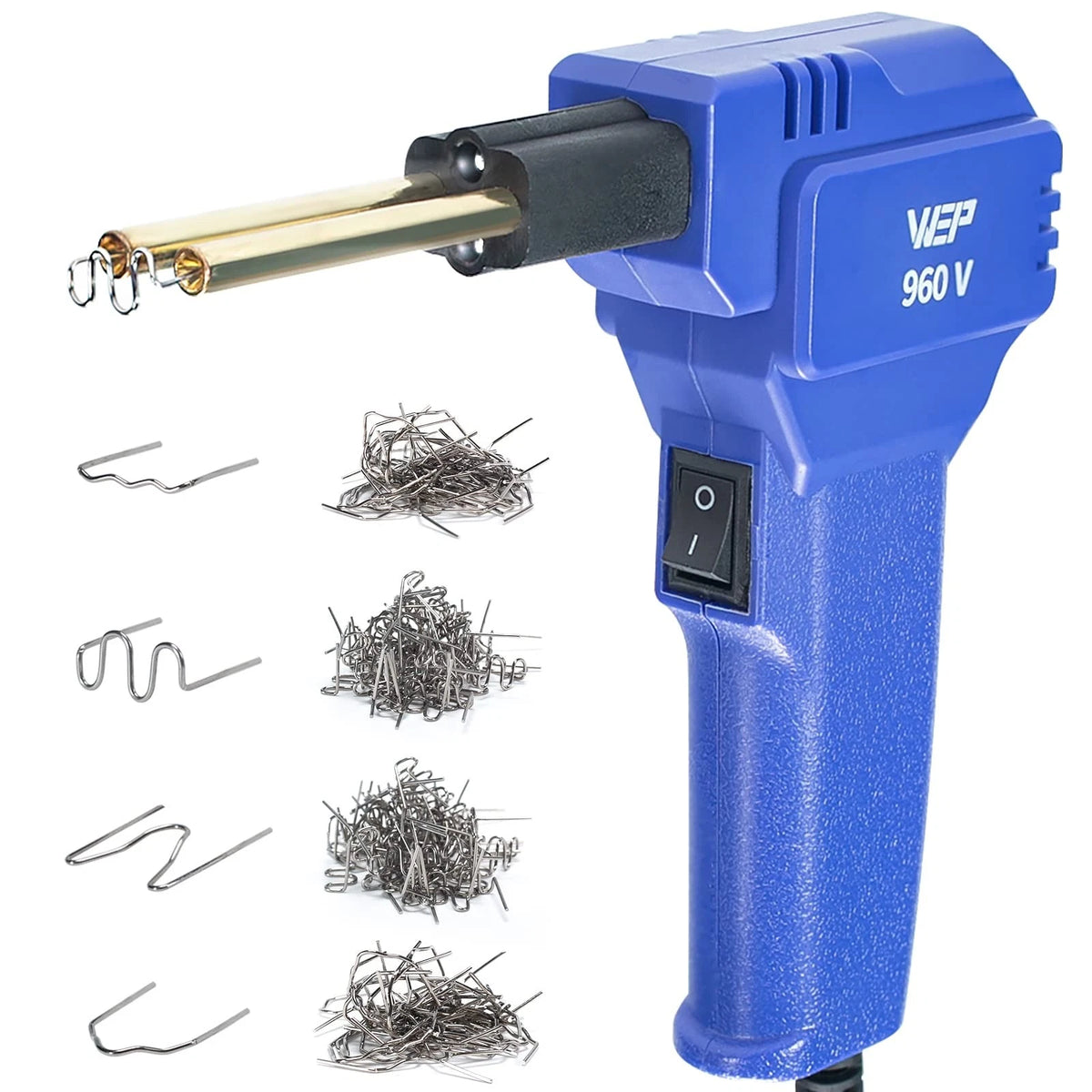 WEP 960-V Plastic Welder Kit 110V with LED Lights 200 Hot Staples Blue