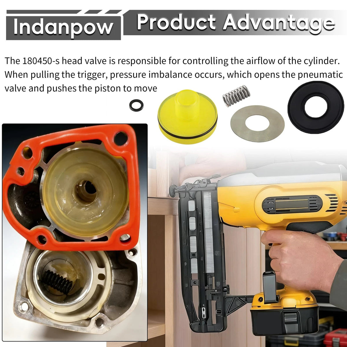 Indanpow Replacement for 180450-S Head Valve kit, 1 Set Yellow