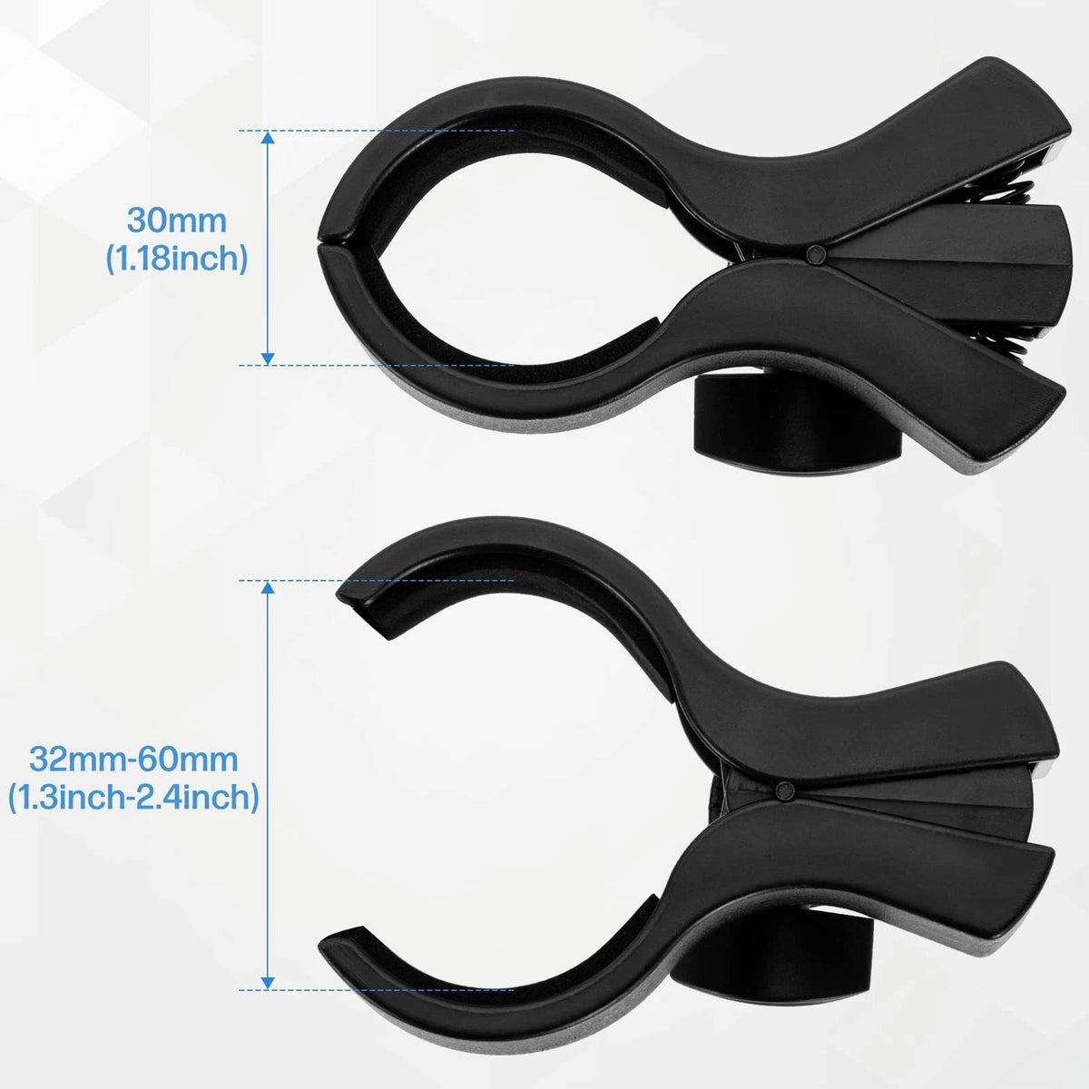 BILIONE 1pcs Large Microphone Clip, Adjustable Mic Holder for 1 Pack, black