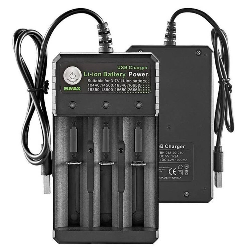 Two-Color Charging Indicator USB DC 5V 3-Slot Lithium Battery Charger Portable