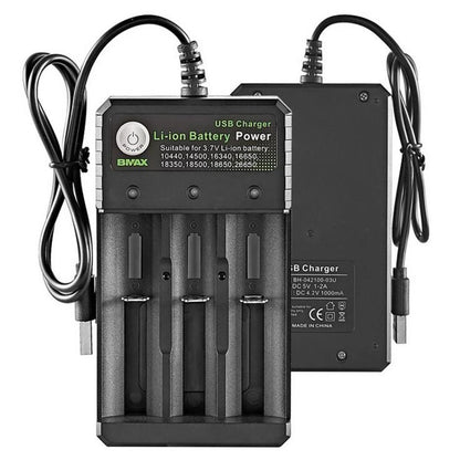 Two-Color Charging Indicator USB DC 5V 3-Slot Lithium Battery Charger Portable