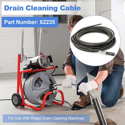 ‌Heavy-Duty 5/16" x 25ft Drain Cleaning Cable Fits Model 62235, G2037506, 4MY89