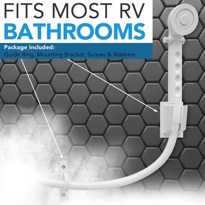 RV Shower Head 5-Mode 59 Inch Hose Water Saving Switch Recessed Finger Grooves