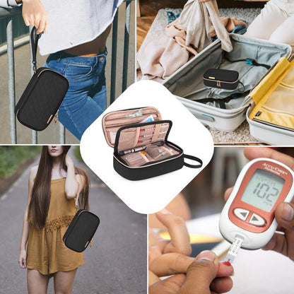 Yarwo Diabetic Travel Case for Blood Glucose 8.3 x 4.5 x 3 inches, Black