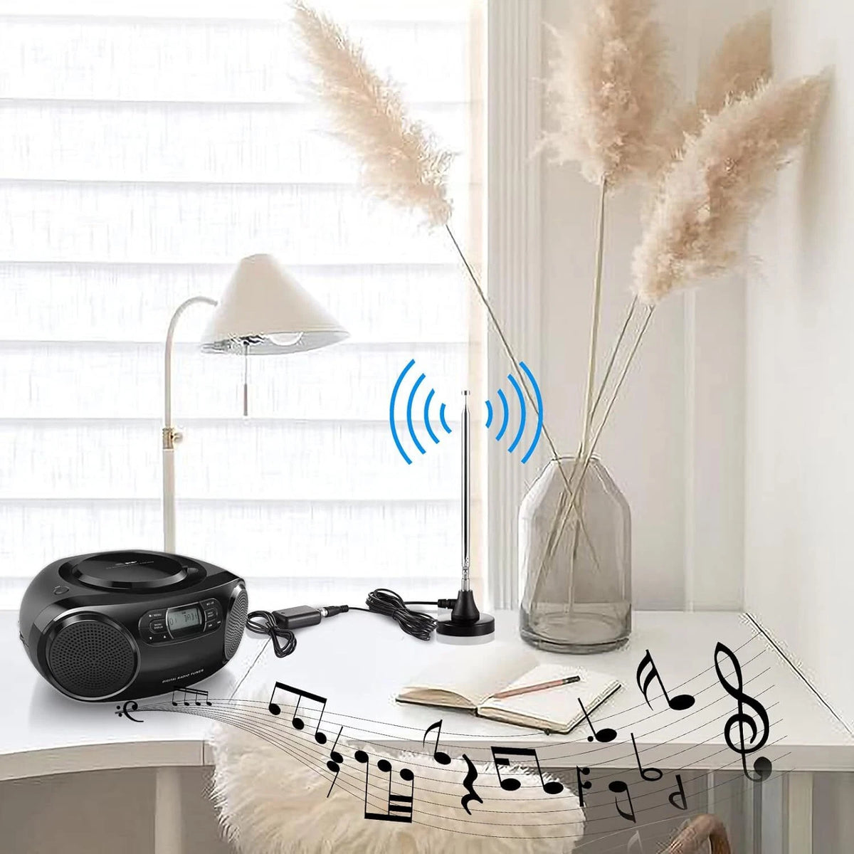 3dBi DAB FM Radio Antenna Digital Telescopic Indoor Antenna with Magnetic Base