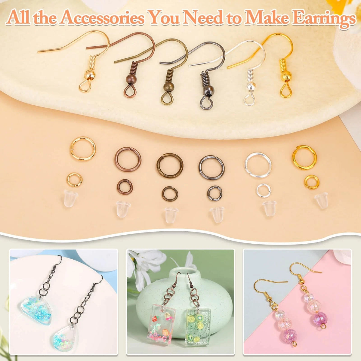 Cridoz 960PCS Earrings Making Supplies Kit with 240PCS Earring Multicolors