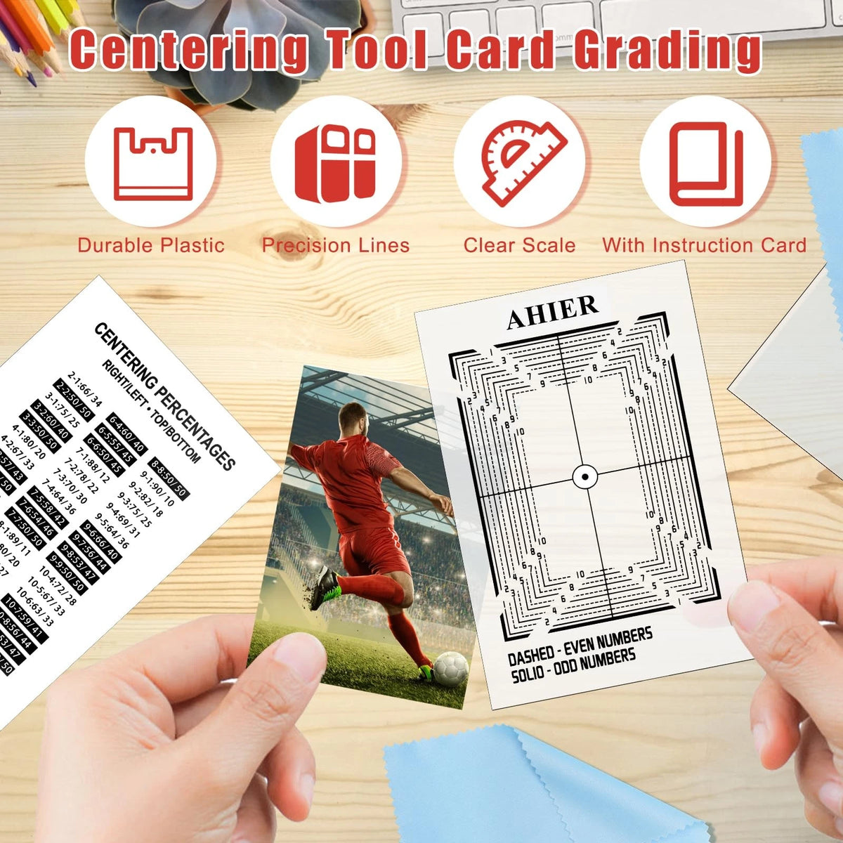 AHIER 139PCS Card Grading Kit, Centering 2.5 x 3.5 inches, blue,white