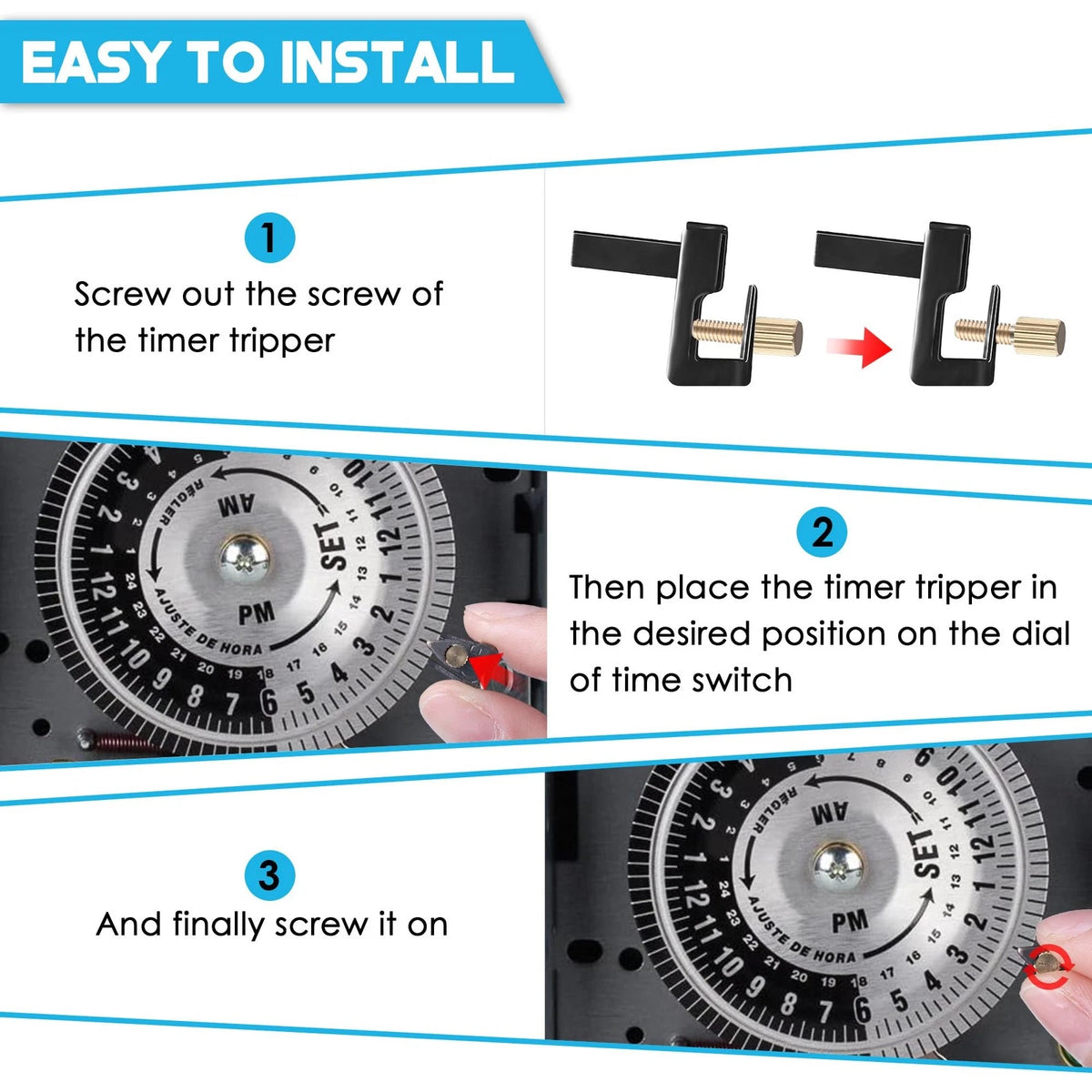 Dreyoo Time Switch Replacement Trippers Kit, 5 ON /5 Off /10 Screws black