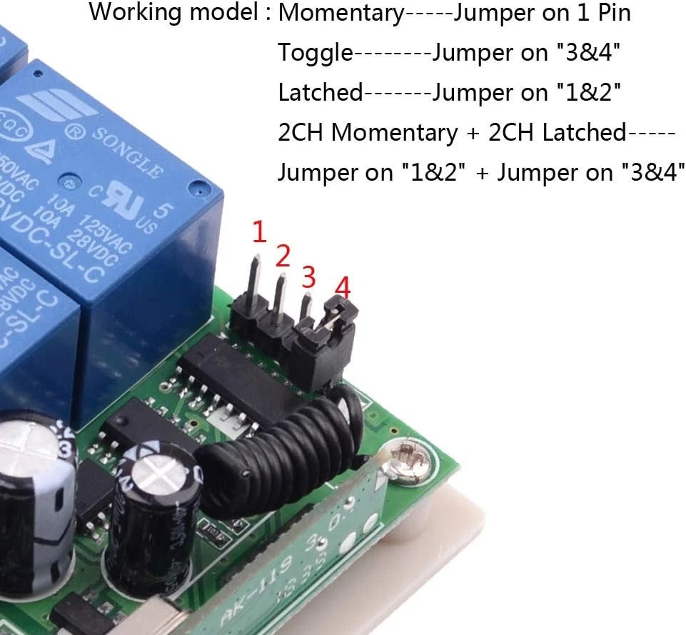 DC 12V Remote Control Switch 4 Channel Universal 433Mhz Control...