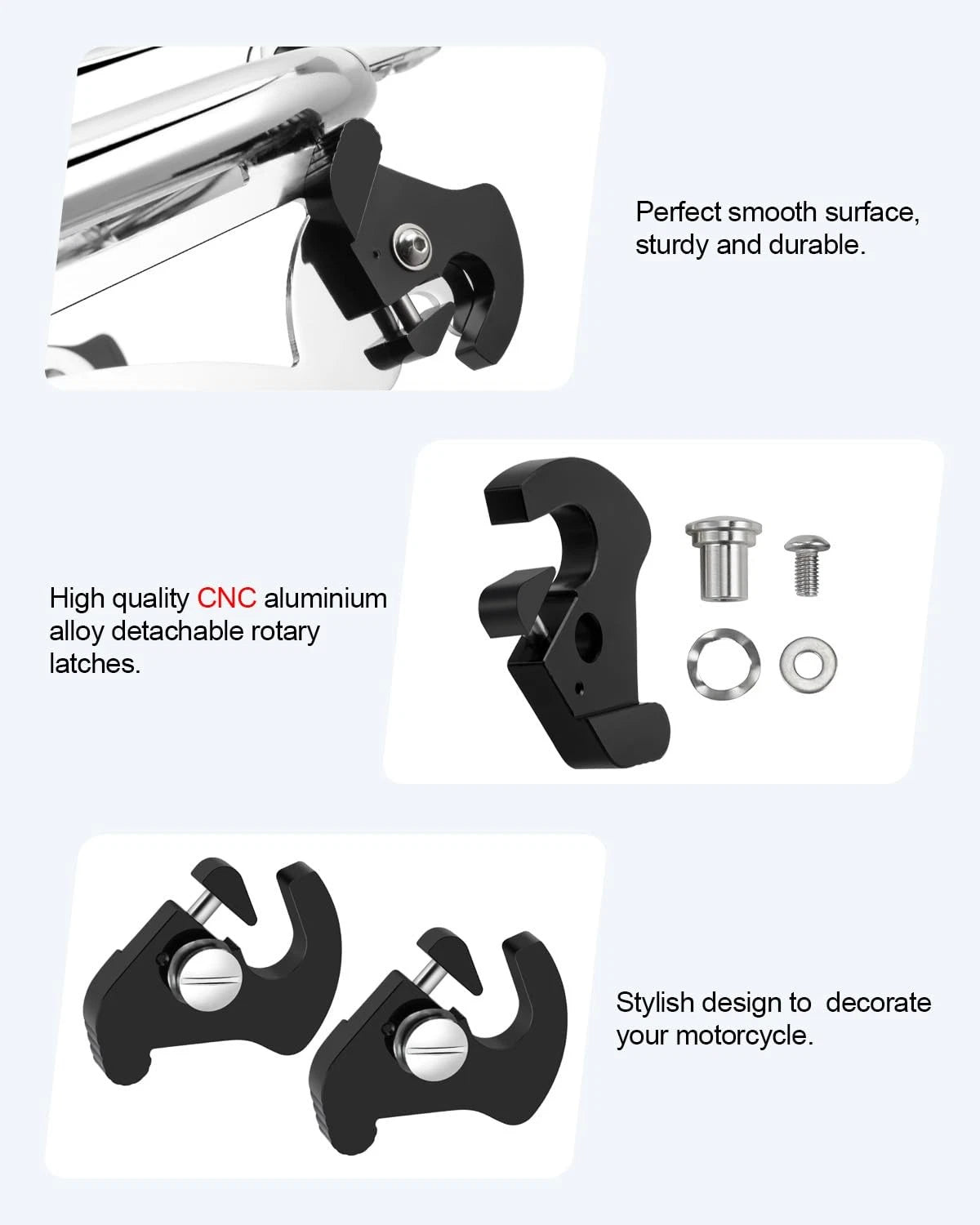 Benlari Detachable Mounting Luggage Rack Clips, Sissy Bar Latch Clips Fit...