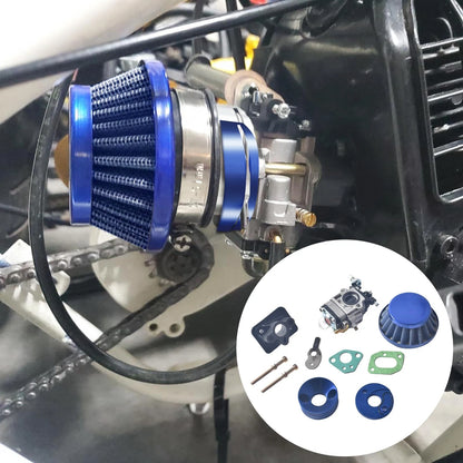 15mm Carburetor Carb Upgrade Kit Air Filter Manifold Inatake Pipe Inlet blue
