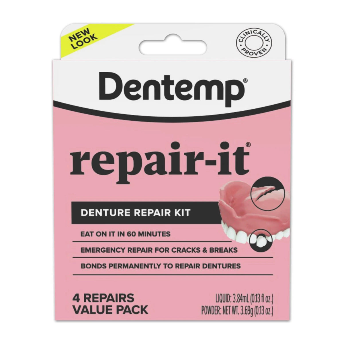 Dentemp Repair Kit - Repair-It Advanced Formula 1 Pack (4 Repairs), Pink