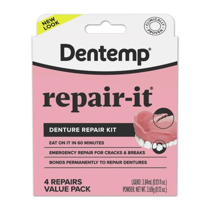 Dentemp Repair Kit - Repair-It Advanced Formula 1 Pack (4 Repairs), Pink