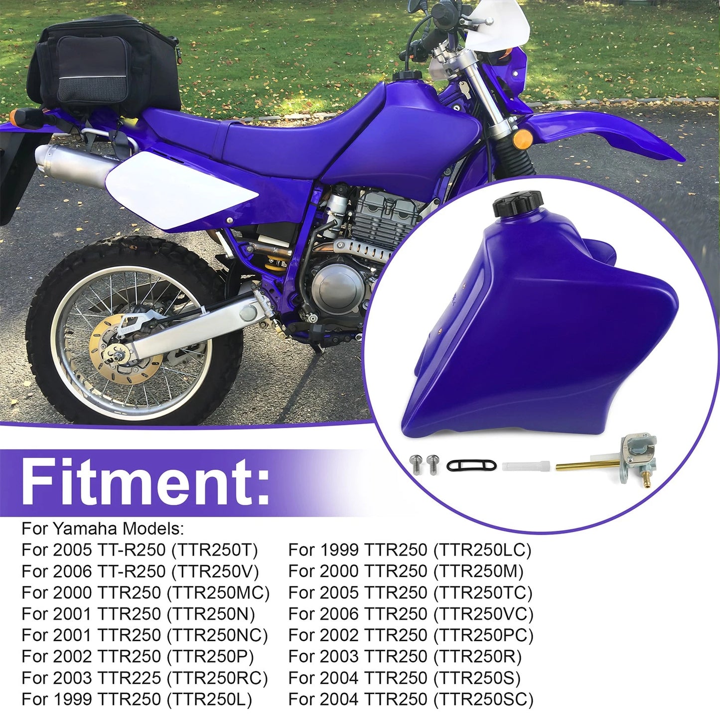 ‌4PX-24110-30-00 Fuel Gas Tank for Yamaha TTR250 96-06 Includes Gas Cap,Petcock