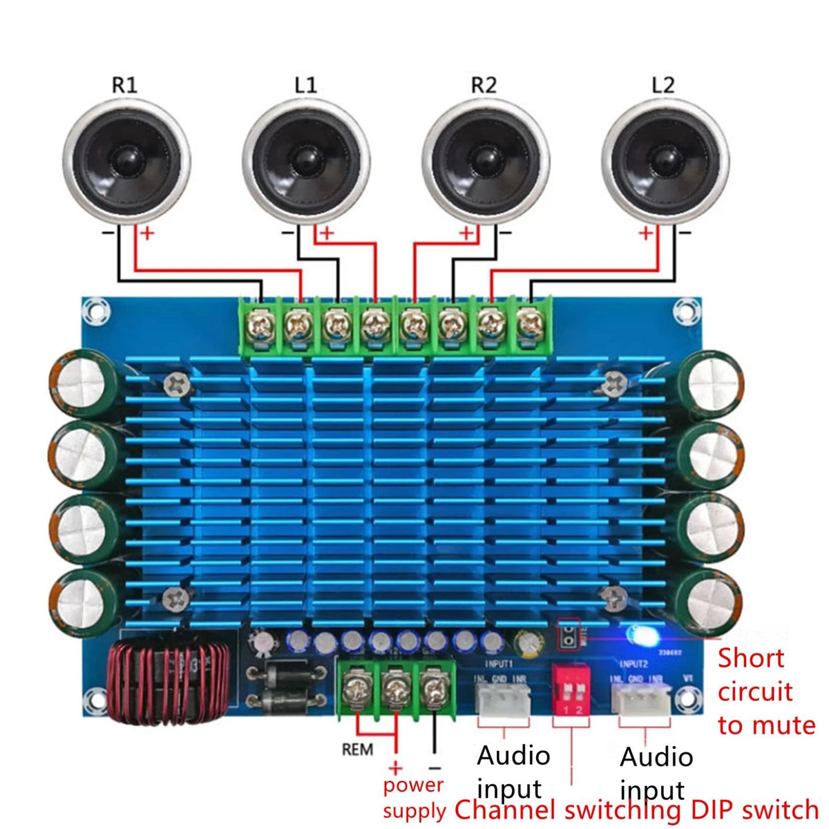 DC12V TDA7850 High Power Universal Car Audio Amplifier PCB Board Module 50W*4