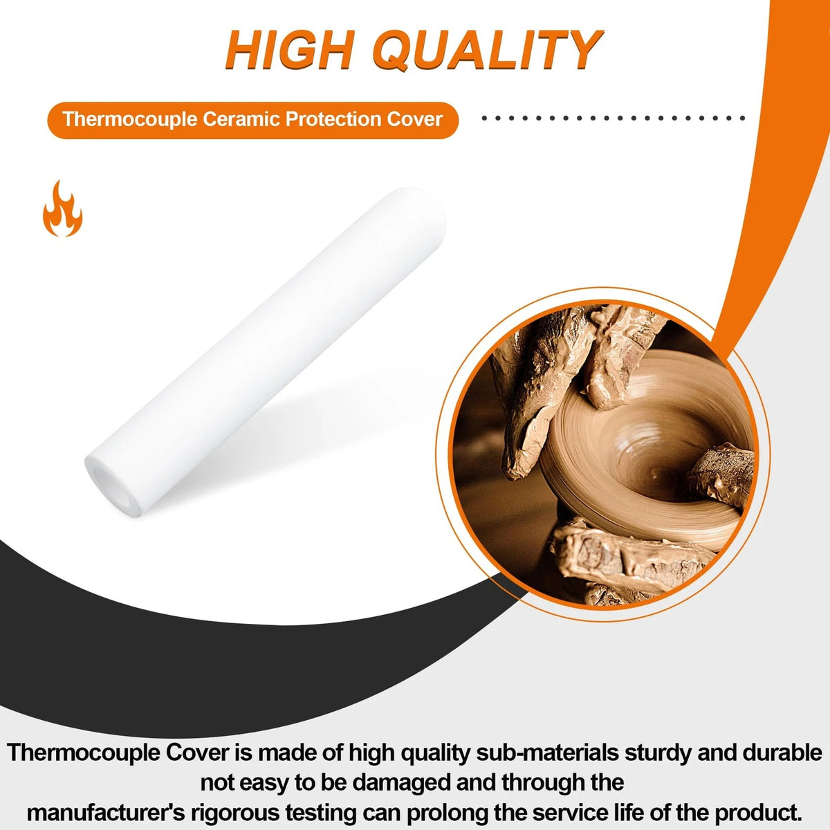 Replacement for QuadraFire Pellet Stove Thermocouple Ceramic Protection White