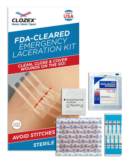 Clozex Emergency Laceration Kit - Repair Wounds Without Stitches, 1.5 Inch