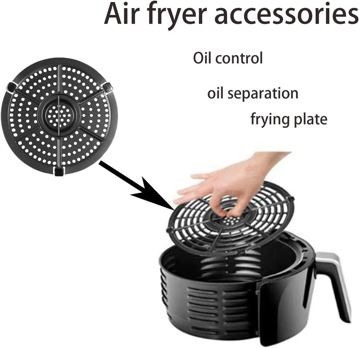 Air Fryer Grill Pan for Dash 2QT Fryer, Accessories, S, black