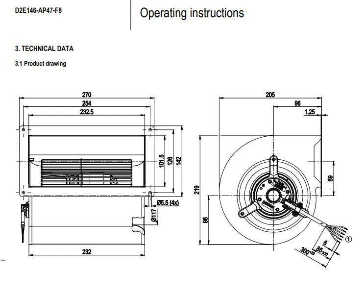 Ebmpapst D2E146-AP47-F8 D2E146-AP47-B8 Centrifugal Fan 230VAC 300W Inverter Fan