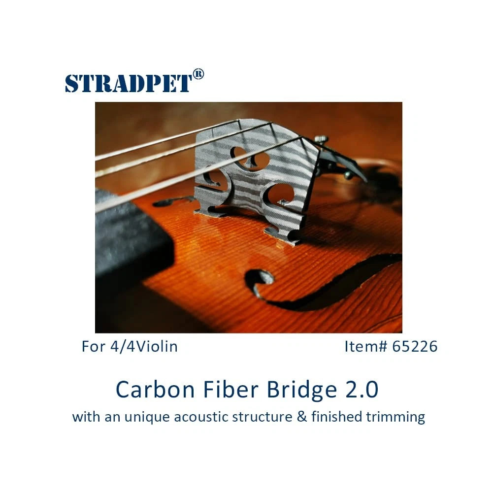 STRADPET Carbon Fiber Bridge 2.0 with an unique acoustic 4/4, 3/4, Black