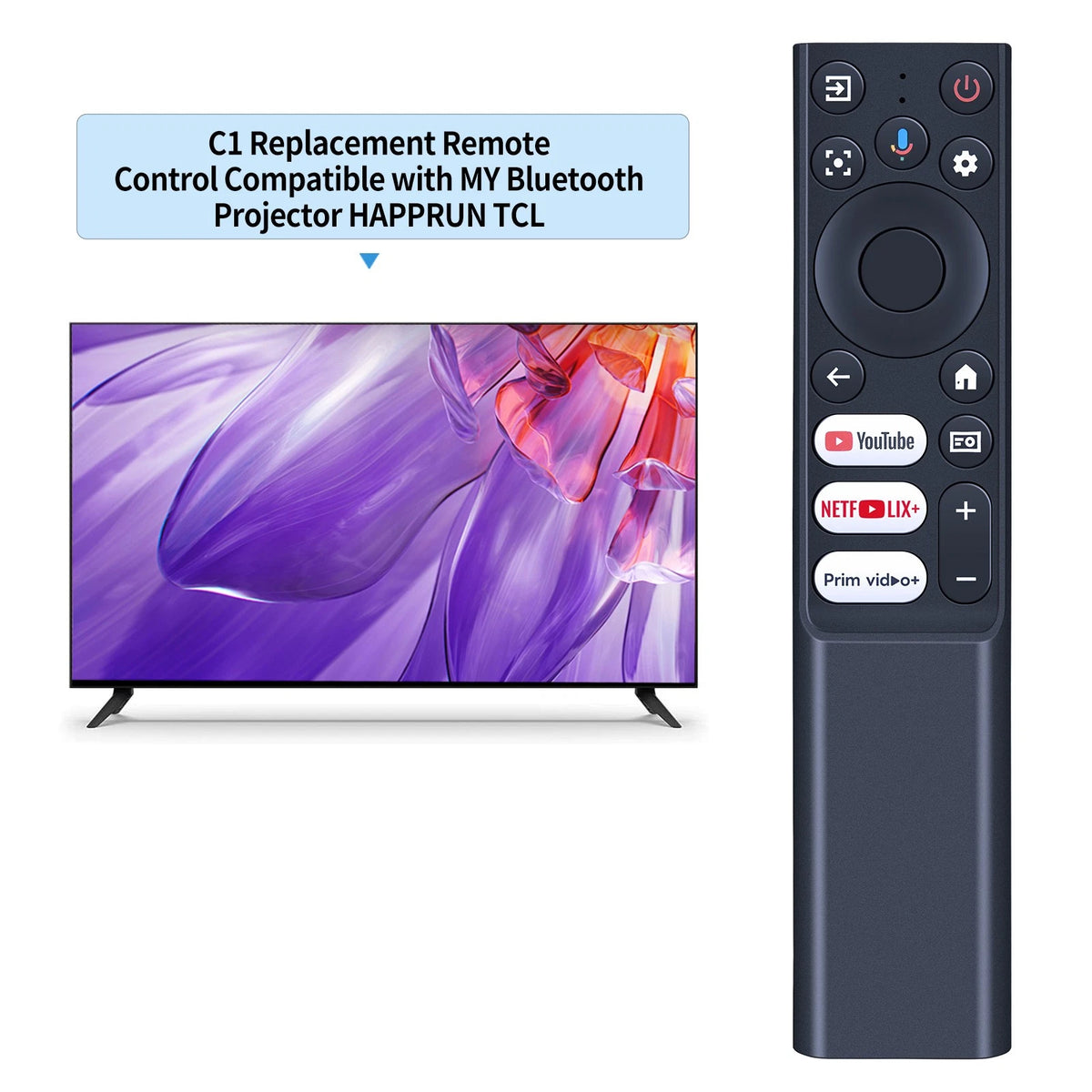 Replacement Remote Control For HAPPRUN 510G Google TV 4K Smart Projector