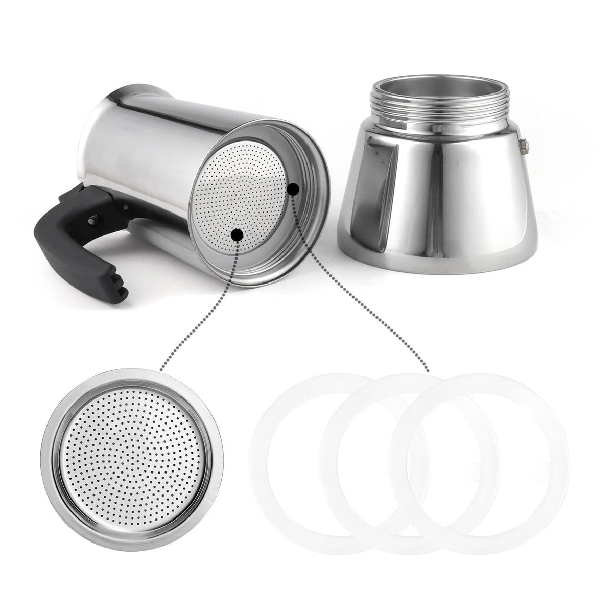 Sivaphe 9 Cup Stovetop Espresso Coffee Maker Replacement 9 cup, Sliver+White