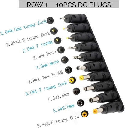 Universal 34pcs DC Connectors Plug Kit Power Adapter Connector, 5.5 black