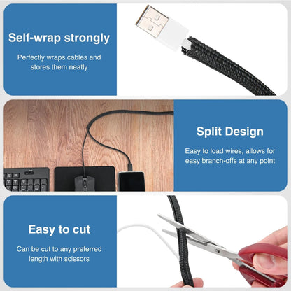Nilight Cable Sleeve, 10ft-1/4inch Cord Management Sleeves, 1/4"-10ft, Black