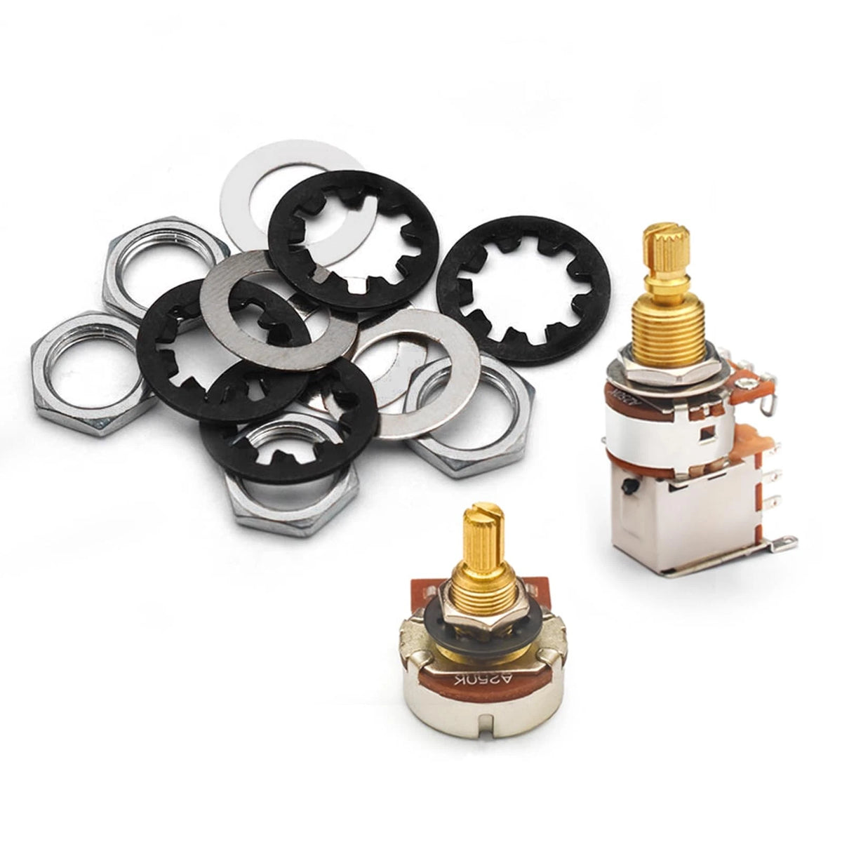 MAXCHEER Set of 4 Guitar Nuts, washers & Lock for 1/4 Standard, Black