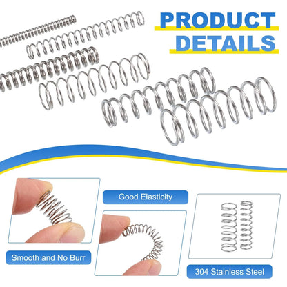 uxcell 25Pcs Compression Spring, 8mm OD 0.5mm Wire 50mm Length, Silver Tone