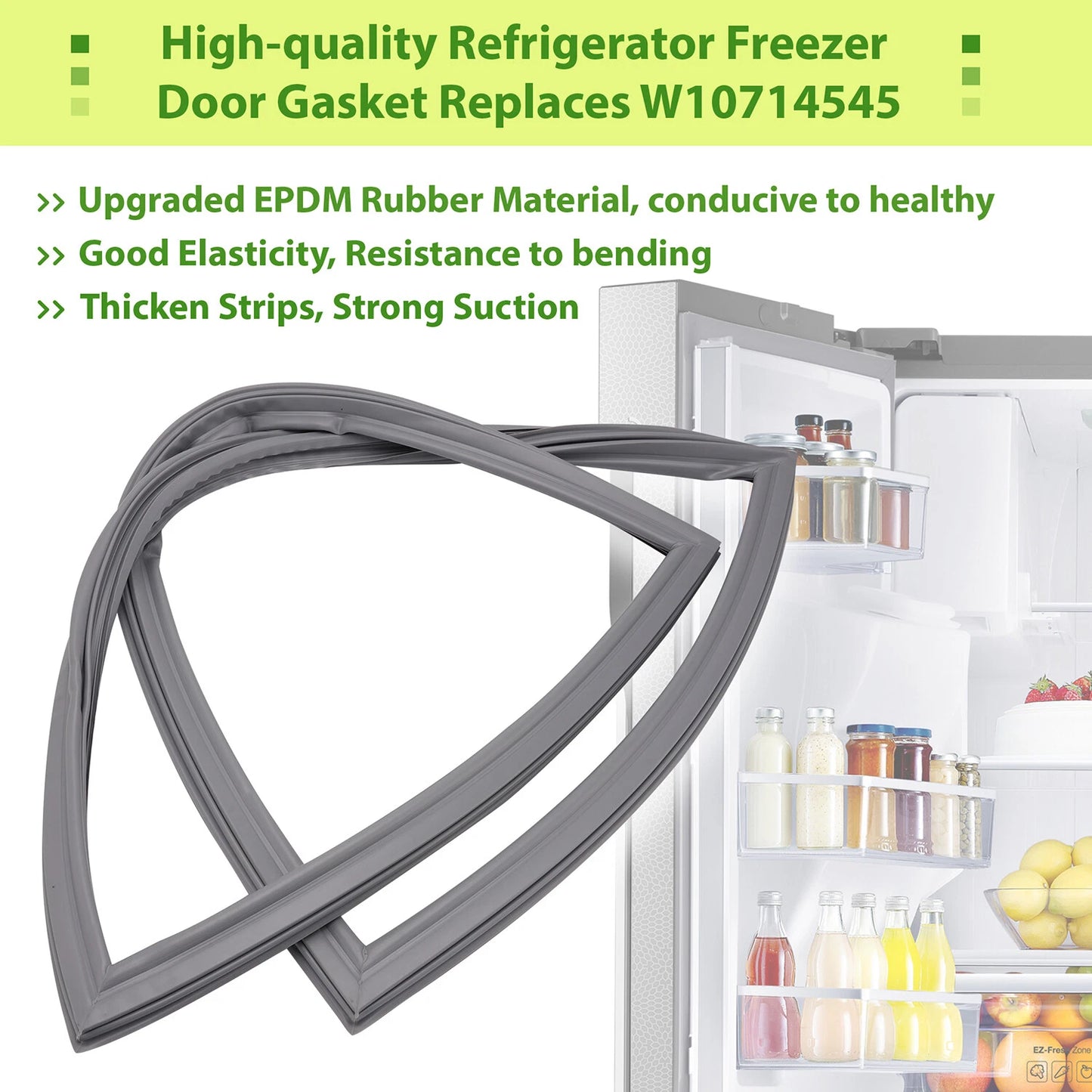 For Whirlpool WPW10714545 W10714545 Refrigerator Freezer Door Gasket