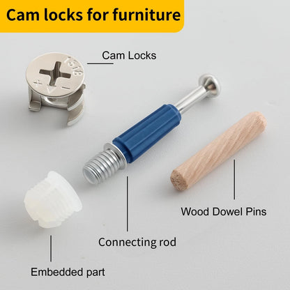 SVLING 138PCS Cam Locks for Furniture Assortment Kit,3-in-1 Eccentric Silver