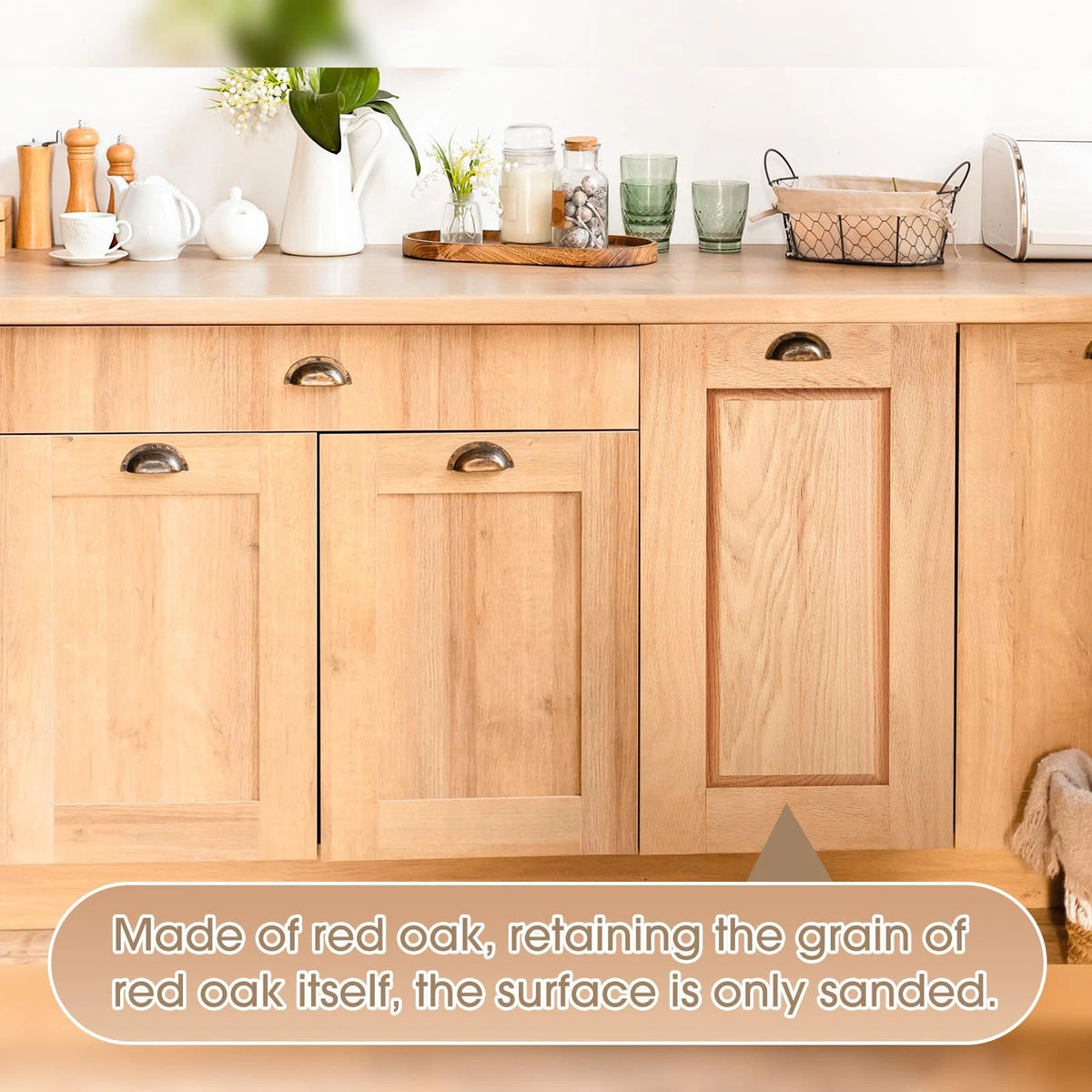 Memorywuu Unfinished Oak Kitchen Cabinet Door 13.25'' W X 22.5'' H, Brown