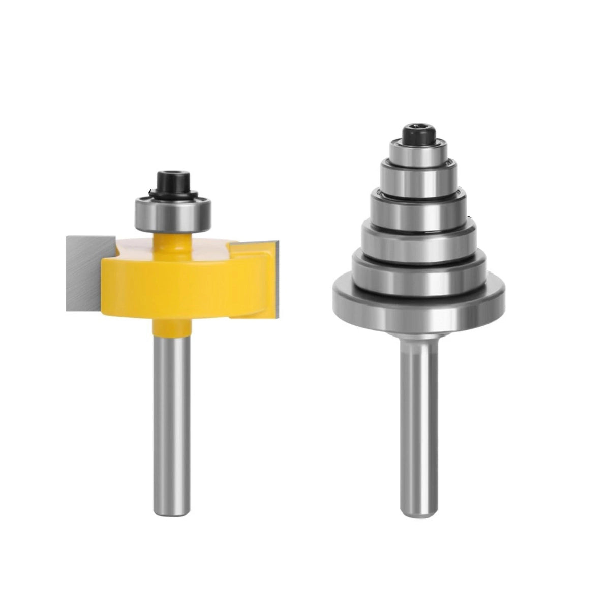 Rabbet Router Bit Set Fit 3/8in, 1/2in, 5/8in, 3/4in, 7/8in, 1-1/8in Bearings