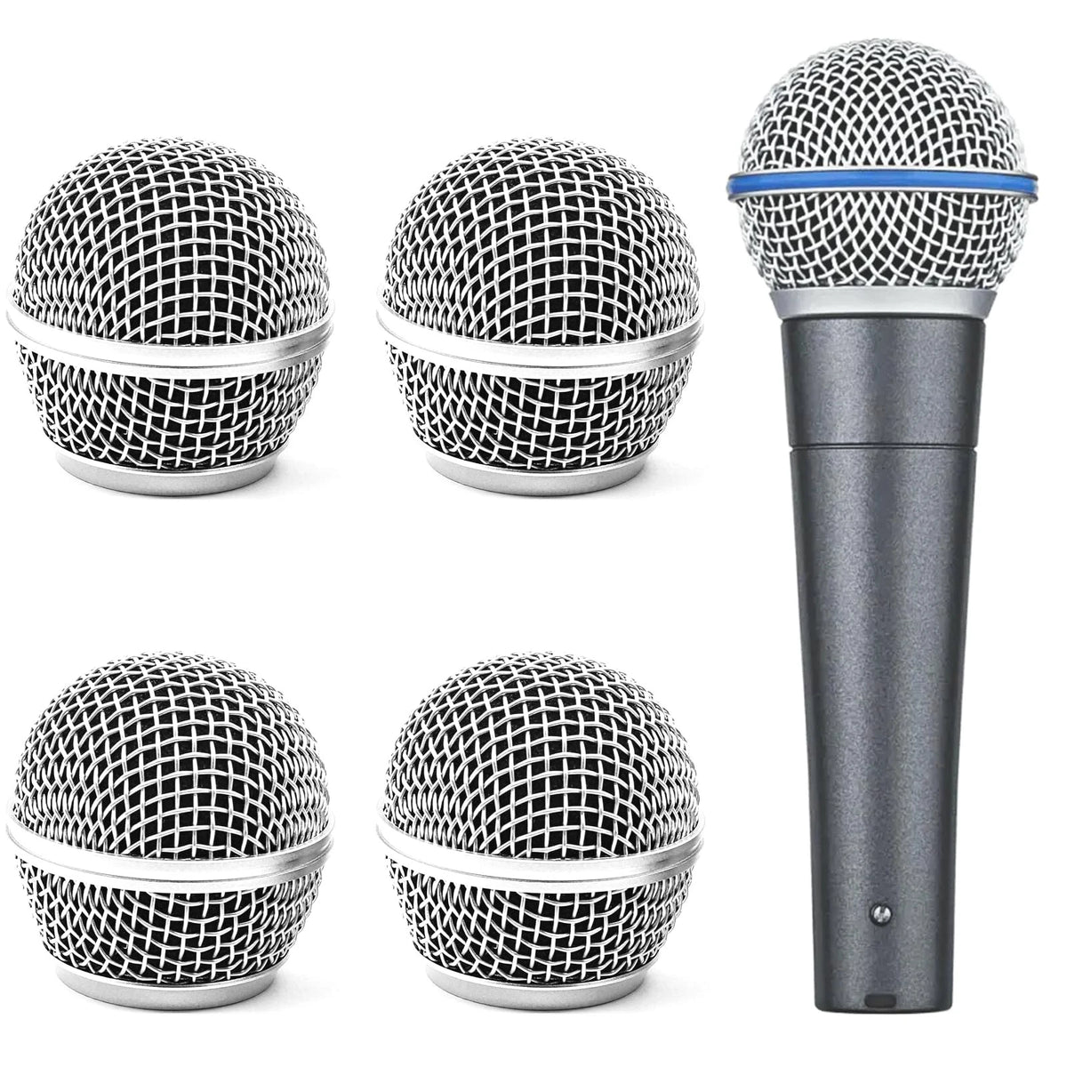 Cionyce 4 Pack SM58 Microphone Head Replacement Standard Size SM58, Silver