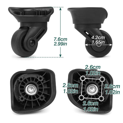 Ech.Apr 2Pcs Luggage Wheels Replacement, Rubber Swivel 2pcs, Black