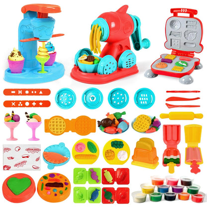 Aprilwolf 59 PCS 3 in 1 Dough Sets for Kids Ages child-size, Multicolor