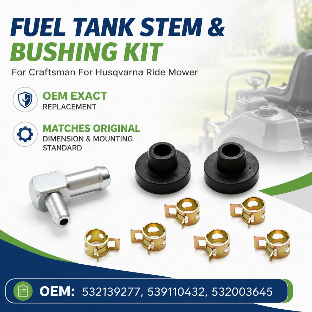 532003645 Fuel Tank Stem and Bushing Kit Fits for Poulan Power Tool Zinc Metal