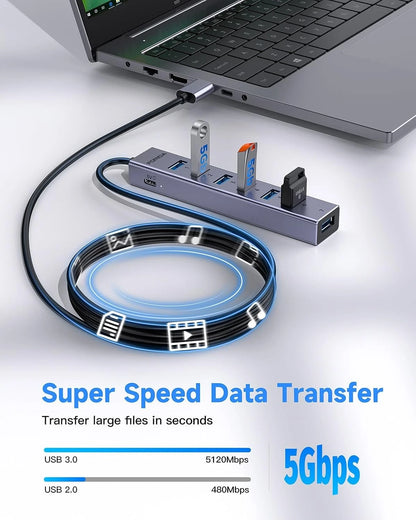 FORIDA USB to Hub Long Cable, 8 Ports 3.0 Adapter with 7 47IN