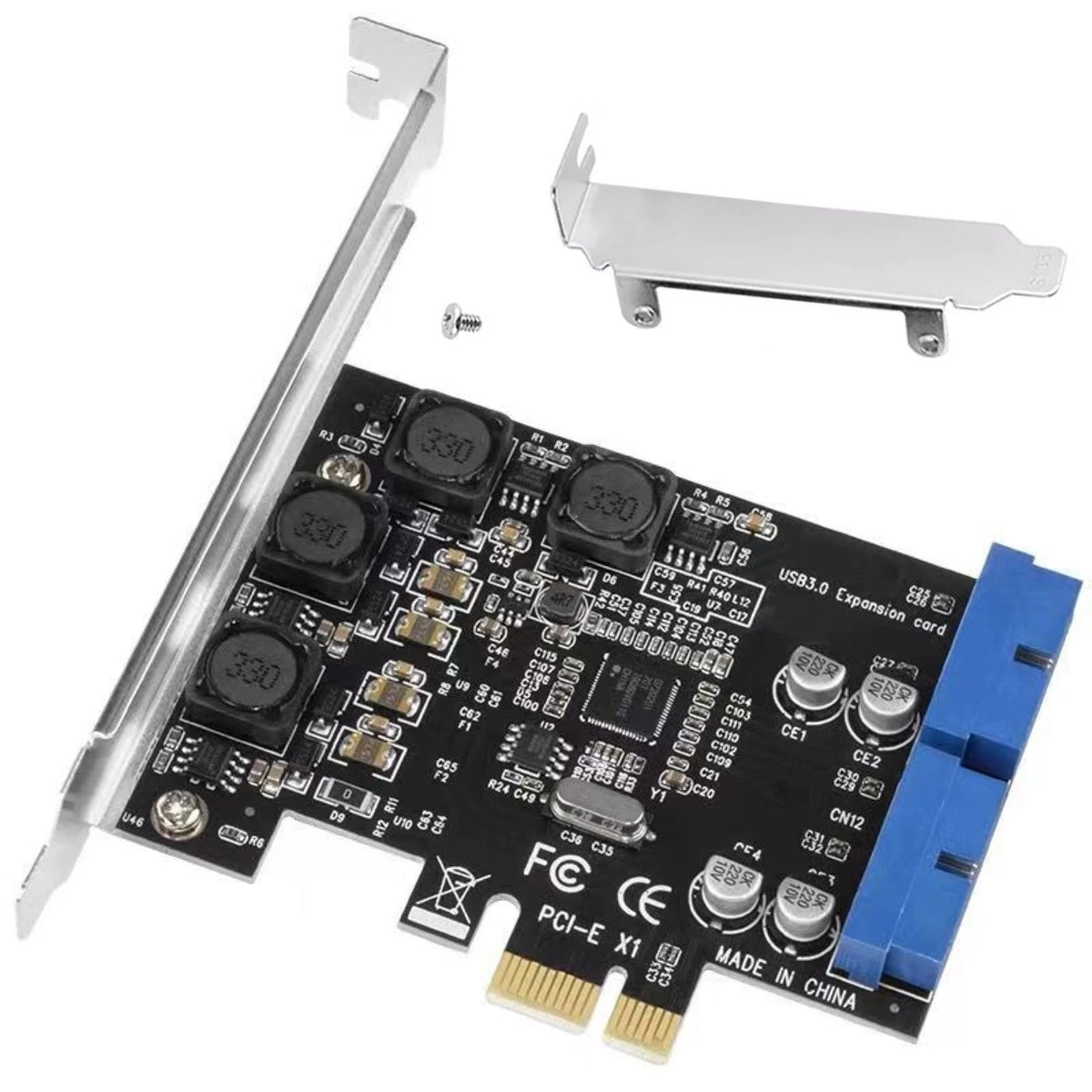 1*PCIE to Internal 2 Port 19Pin Header 4 Port USB 3.0 Expansion Adapter Card