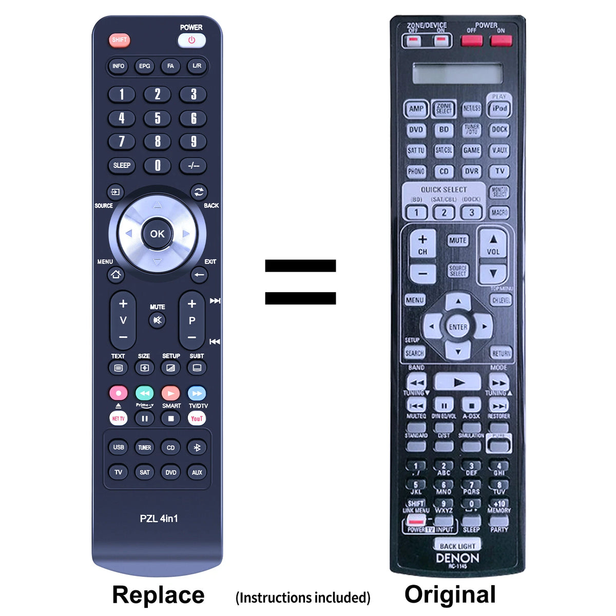 RC-1145 Replace Remote Control For Denon AV Receiver AVR-A100 AVR-4311 XV-4105