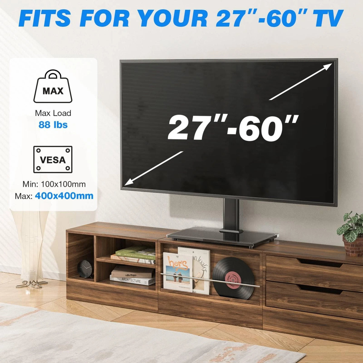 Rfiver Universal Table Top TV Stand Base Replacement for 27"-60", Black