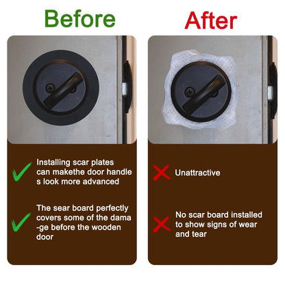 4 Pcs Door Knob/Deadbolt Reinforcement Plate, 2-1/8" Inner Diameter, Black-4