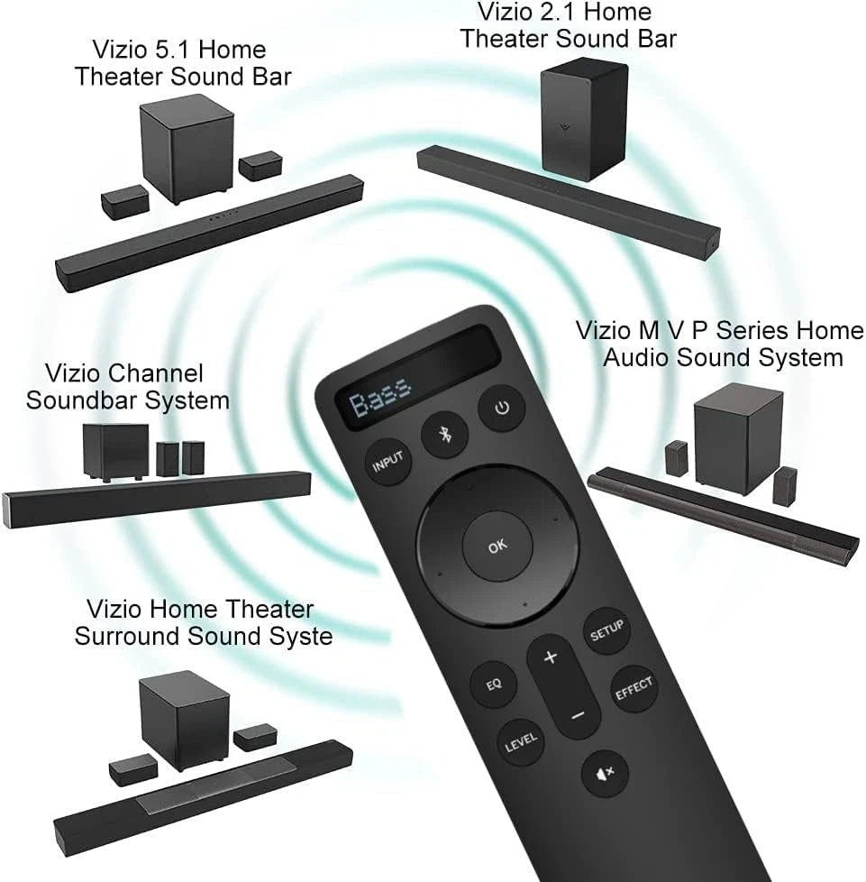 Vizio OEM Replacement Bluetooth Backlit Display Sound Bar Remote BLACK