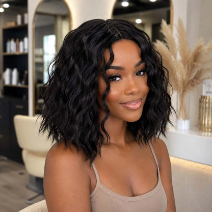 Heat-Resistant Synthetic Short Kinky Curly Hair Wigs For Women Natural Part N